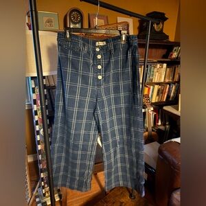 Madewell Navy Checkered Button-Front Trousers